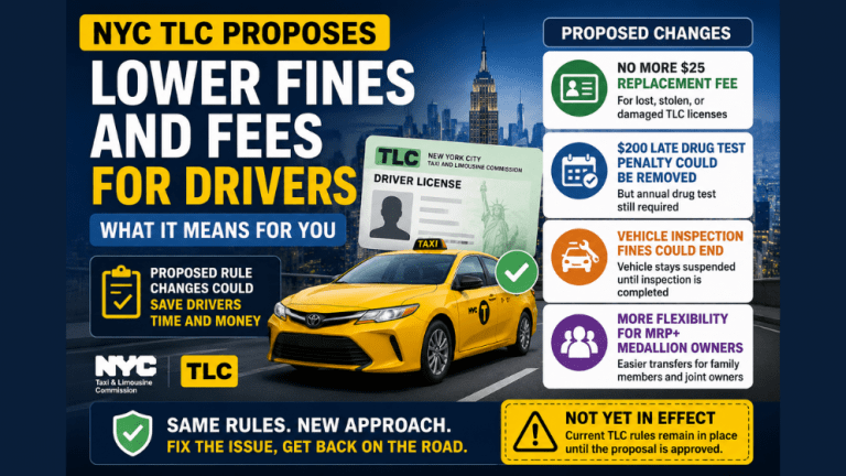NYC TLC Proposes Lower Fines and Fees for Drivers (2026)